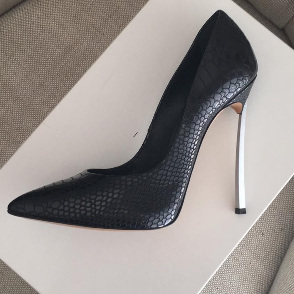 Casadei Black Blade-Python Print Pumps - image 5